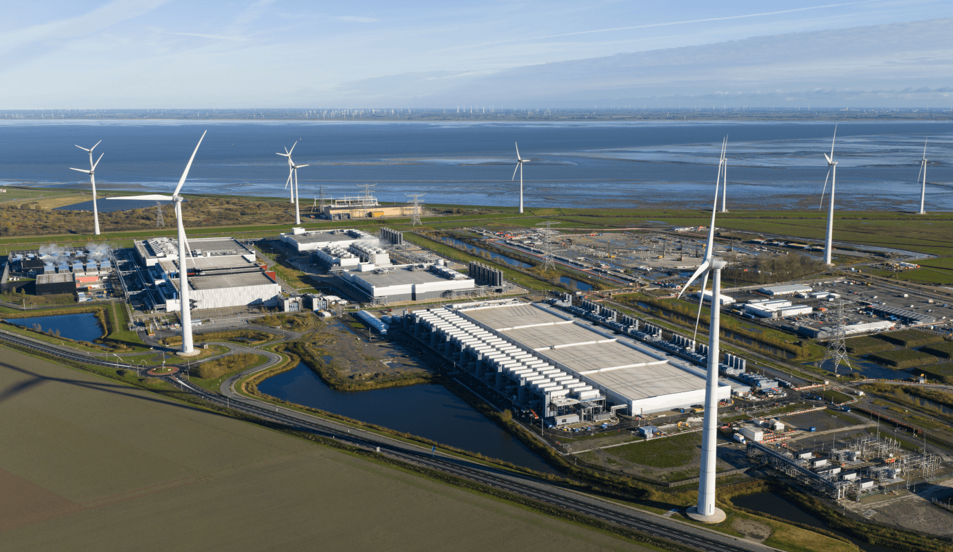 Aerial view of the Eemshaven data center campus in the Netherlands
