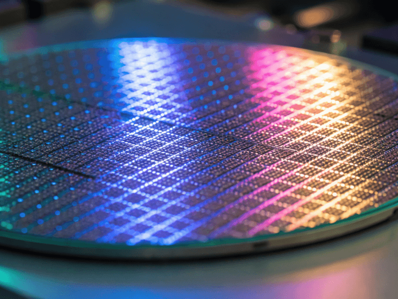 Semiconductor wafer substrate reflecting iridescent light -- the indium phosphide supply chain constraining AI optical interconnect production