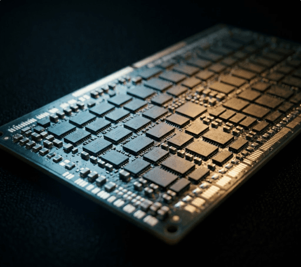 A SOCAMM2 LPDDR5X server memory module showing dense chip array architecture, illuminated against a black background, designed for next-generation AI server platforms.